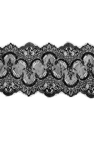 keleties hatású, 28 cm széles fekete rachel (francia) csipkeanyag
