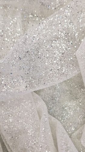 15-601 exkluzív törtfehér csillámos tüll