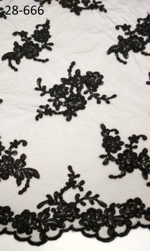 fekete zsinórozott csipkeanyag