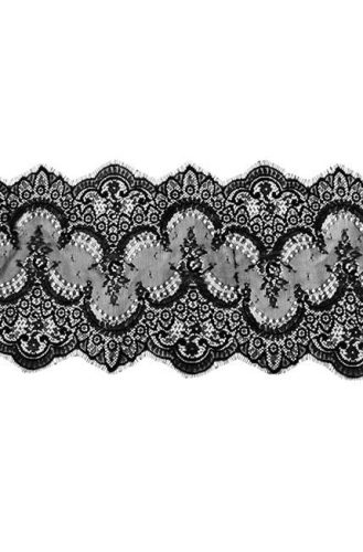keleties hatású, 28 cm széles fekete rachel (francia) csipkeanyag